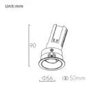 50 8W/10W Adjustable / Trim Mini Downlight - Kép 2