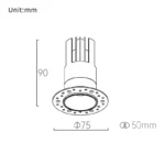 ⁦50 12W/15W Fixed / Trimless Mini Downlight⁩ - الصورة ⁦2⁩
