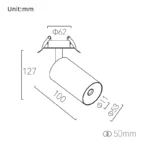 ⁦Link LFO 53 Semi-recessed / 8W / Built-in / Brushed⁩ - الصورة ⁦2⁩